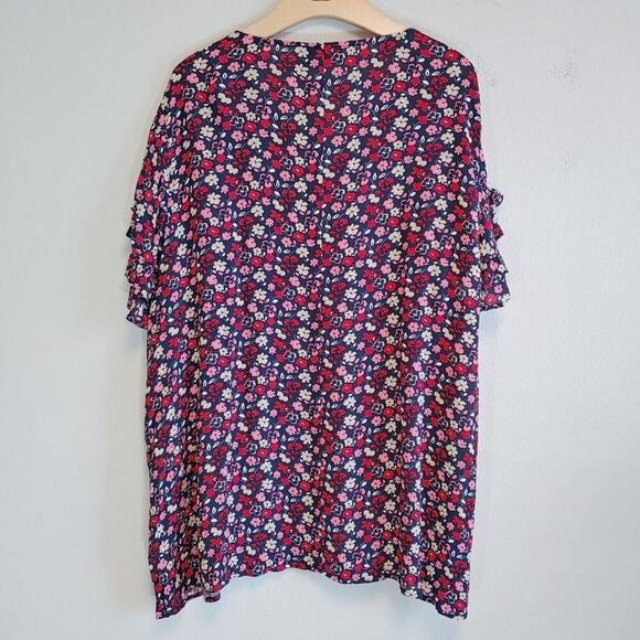 Lane Bryant Ruffle Sleeves Tossed Daisies Tunic Top Plus Sz 24 - Picture 7 of 10